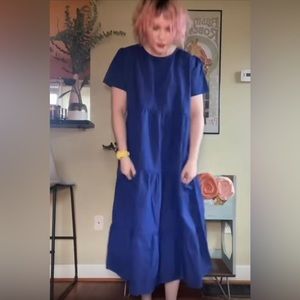 Tradlands Chalet Tiered Dress in Marine